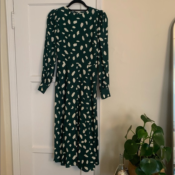 WORN ONCE Reformation Green Splatter Sigmund Dress - Picture 1 of 5